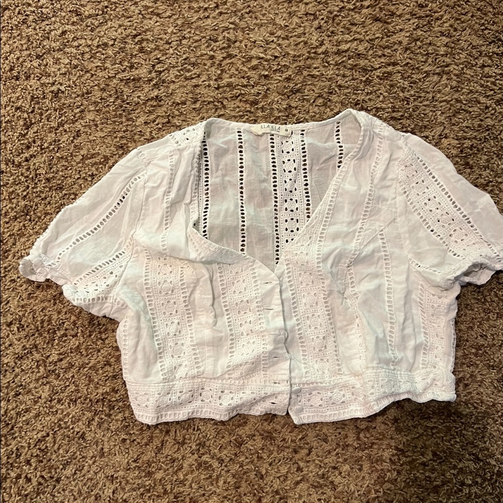 Cropped Button Up Top - Picture 2 of 4